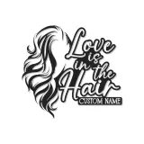 Custom Hairstylist LED Sign | Personalized Metal Wall Art for Salon Decor | Love is in the Hair Light Up Nameplate