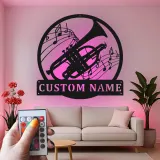 Insegna in metallo LED a forma di tromba personalizzata Regalo per musicisti Decorazione per stanze musicali per amanti della musica 2