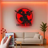 Panneau LED Personnalisé Joueur de Football | Décoration Murale en Métal Personnalisée | Décor de Salle de Jeux pour Athlète | Cadeau Fan de Football