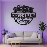 Individuelles LED-Schild für klassische Autos | Personalisierte Metall-Garagenkunst | Vintage-Dekor für Männerhöhlen | Geschenk für Auto-Enthusiasten