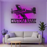 Insegna in metallo LED personalizzata per aereo - Regalo di aviazione per piloti - Decorazione per hangar o ufficio
