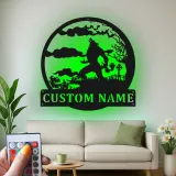 Décoration murale en métal personnalisée avec silhouette de loup-garou, lumière LED, cadeau d'Halloween pour les fans d'horreur, décoration d'intérieur effrayante