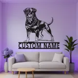 Rottweiler Custom Name Metal Sign | LED Light Pet Portrait Wall Art | Dog Lover Memorial Gift