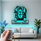 Custom Bernese Mountain Dog Led Light Metal Wall Art Personalized Dog Lover Gift Living Room Pet Decor