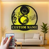 Cartel de notas musicales personalizado | Arte mural LED para estudio y sala de música | Regalo personalizado para músico