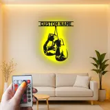 Personalisierte LED-beleuchtete Metall-Wandkunst mit Boxhandschuhen – Geschenk für Boxer, Fitnessstudio oder Männerhöhle 1