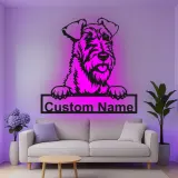 Décoration murale en métal LED personnalisée en forme de terrier Airedale - Cadeau pour les amoureux des chiens - Décor pour le salon