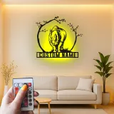 Rhinoceros LED Metal Wall Art | Custom Name Safari Sign | Modern Wildlife Decor for Home & Office