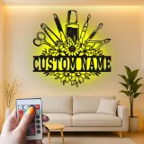 Personalisiertes Nageltechniker LED-Schild | Individuelle Metall-Wandkunst für Salon | Florale Manikuristen-Dekoration | Geschenk für Nagelkünstler