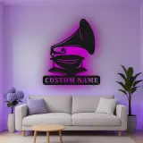 Insegna in metallo LED personalizzata per amante della musica, regalo in stile vintage per la casa 1