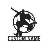 Cartel LED de Jugador de Fútbol Personalizado | Decoración Mural de Metal Personalizada | Decoración para Habitaciones de Atletas y Regalo para Niños | Placa de Nombre Iluminada para Bar Deportivo