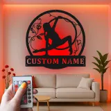 Cartel LED personalizado de gimnasia artística | Decoración mural de metal personalizada para habitación de niña | Decoración de aro aéreo