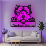Cartel de metal personalizado con luz LED de perro Terrier, regalo para padres de mascotas, decoración para salón o entrada 1