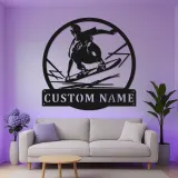 Lumière personnalisée pour skateur | Décoration murale en métal avec nom personnalisé | Cadeau de skateboard pour la décoration de chambre d'ado