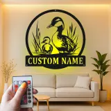 Custom Duck Family Led Light Metal Wall Art Personalized Nature Lover Gift Living Room or Nursery Decor