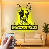 Décoration murale en métal personnalisée avec Doberman Pinscher et rétroéclairage LED - Cadeau pour les amoureux des chiens