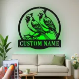 Décoration murale en métal personnalisée avec lumière LED en forme de cardinal