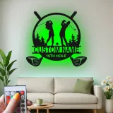 Enseigne de golf personnalisée avec LED | Décoration murale en métal sur mesure pour man cave | Cadeau pour couple golfeur 19e trou