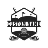 Insegna da golf personalizzata con luce LED | Arte con nome in metallo su misura per parete | Decorazione per home bar e sala giochi | Regalo per golfista