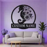 Insegna Personalizzata con Cavalluccio Marino | Insegna in Metallo LED | Decorazione Costiera per Casa al Mare | Regalo per Amante del Mare