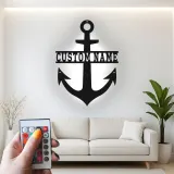 Insegna in metallo personalizzata con ancora e luce LED regalo nautico per amanti delle barche decorazione casa al mare