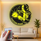 Cartel de metal LED personalizado para soldadores, regalo para decoraciones de garaje o taller