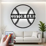 Custom Baseball Led Light Metal Wall Art Personalized Sports Fan Gift Game Room Decor