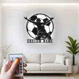Panneau LED Personnalisé Joueur de Football | Décoration Murale en Métal Personnalisée | Décor de Salle de Jeux pour Athlète | Cadeau Fan de Football