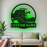 Cartel de metal LED personalizado de cosechadora de cereales Regalo para agricultores Decoración rústica de granja