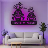 Custom Motocross Duo Led Light Metal Wall Art Personalized Gift for Dirt Bike Enthusiasts Garage or Man Cave Decor