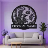 Panneau en métal personnalisé Phoenix Rising | Art mural rétroéclairé pour bureau et studio | Logo mythique Firebird personnalisé