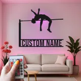 Personalisierte Hochsprung Metall-Wandkunst | Individuelles LED-Schild für Athleten | Geschenk für Leichtathletik-Dekor