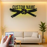Décoration murale LED d'arts martiaux | Panneau en métal ceinture noire personnalisé pour décor de dojo et studio | Cadeau pour instructeur de Karate