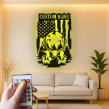 Décoration murale en métal personnalisée pour chasseurs de cerfs avec rétroéclairage LED - Cadeau personnalisé pour chasseurs - Décor de cabane rustique