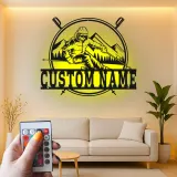 Personalisierte LED-beleuchtete Metall-Wandkunst für Skifahrer – Einzigartiges Geschenk für Ski-Enthusiasten im Berg-Lodge-Dekor