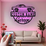 Cartel de metal LED de coche deportivo personalizado regalo para entusiastas de coches decoración de garaje