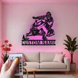 Arte da Parete in Metallo LED per Motoslitta Personalizzata | Insegna con Nome per Piloti per Man Cave | Regalo Decorativo per Sport Invernali
