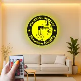 Custom Plumber Sign with LED | Metal Wall Art for Plumbing Service | Retro Garage & Man Cave Decor