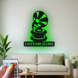 Personalisierte Vintage Phonograph LED Licht Metall-Wandkunst Geschenk für Musikliebhaber, Retro-Wohnzimmer-Dekor