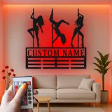 Cartel de Baile en Barra Personalizado | Silueta de Bailarina LED Arte de Pared | Regalo Personalizado para Estudio o Cueva de Hombre