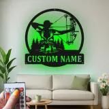 Insegna in metallo personalizzata con LED per cacciatori di archi, regalo personalizzato per arcieri, decorazione per cabin rustica