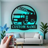 Custom Fire Truck Metal Sign | Personalized LED Name Plaque | Firefighter Gift for Kids Room & Fire Station Decor | Hand-Crafted Wall Art