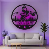 Cartel de metal LED personalizado de piloto de motocross regalo para entusiastas de motos de cross decoración de garaje o cueva de hombre 1