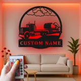 Insegna in metallo LED personalizzata per camion ed escavatore, regalo per camionisti, decorazione per garage o officina