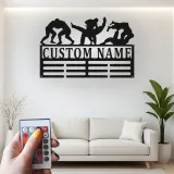 Personalisierte LED-beleuchtete Metall-Wandkunst mit Wrestling – Geschenk für Wrestler, Schlafzimmer oder Gym-Dekoration