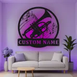 Insegna in metallo LED a forma di tromba personalizzata Regalo per musicisti Decorazione per stanze musicali per amanti della musica 2