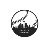 Seattle Skyline Baseball Sign | LED Metal Wall Art for Man Cave | Custom Sports Fan Gift