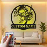 Insegna in metallo LED personalizzata con aquila e fucile - Regalo patriottico per veterani, decorazione per man cave o militare