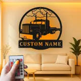 Insegna LED per Camion Semirimorchio Personalizzata | Arte in Metallo per Big Rig | Decorazione per Garage e Man Cave