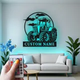 Cartel de metal LED de tractor personalizado Regalo para agricultores Decoración rústica de granja para amantes de la agricultura